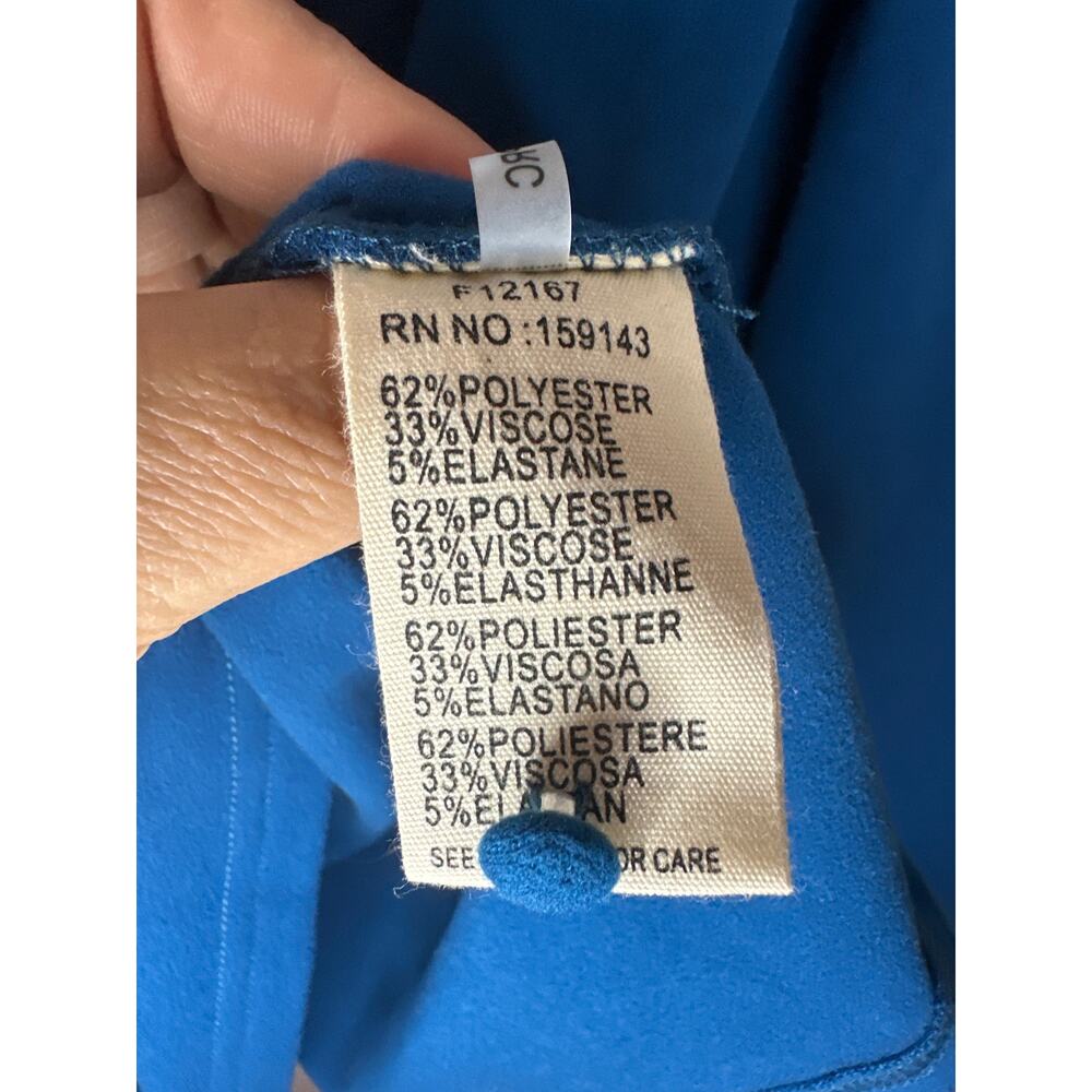 FRNCH Raissa Top Long Sleeve Blue Size M Cut Out Back Puff Sleeve Button Close - Picture 8 of 9